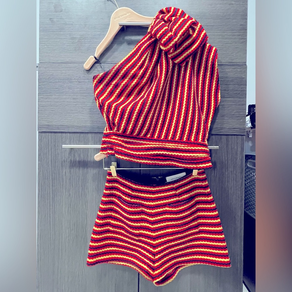 Hellessy Red, Navy, Yellow Cotton Knit Set